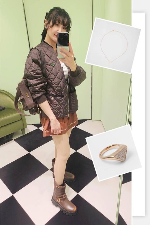 普拉达 25Fw早秋新款 经典三角标圆领菱格纹棉服外套（ZY*MM） 商品图2