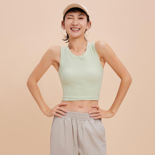 跃牌【安琪拉系列】新款固定杯运动背心速干女螺纹健身运动文胸工字美背瑜伽内衣BX-5101 商品图4