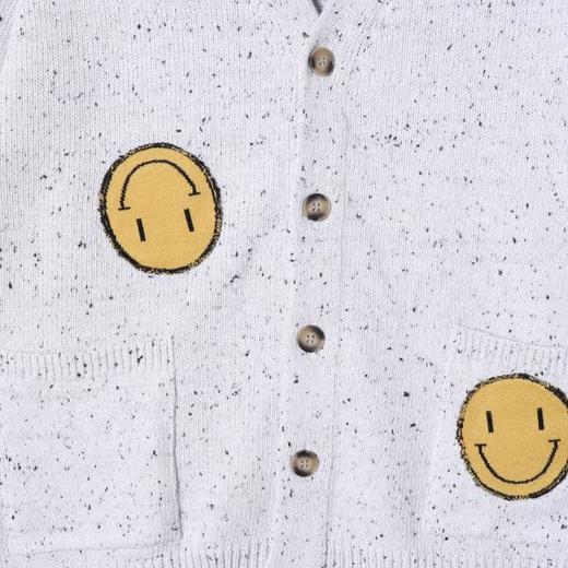 82521SDSA男士秋冬新款痞帅男装潮牌撞色笑脸印花V领针织衫毛衣百搭潮 商品图3