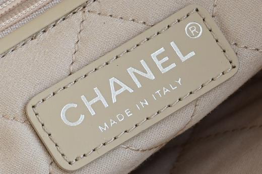 GZ232-香奈儿 菱格纹皮穿链大容量 小牛皮白缝线拼银色金属购物袋手提单肩包 -（LH*MM） 商品图7