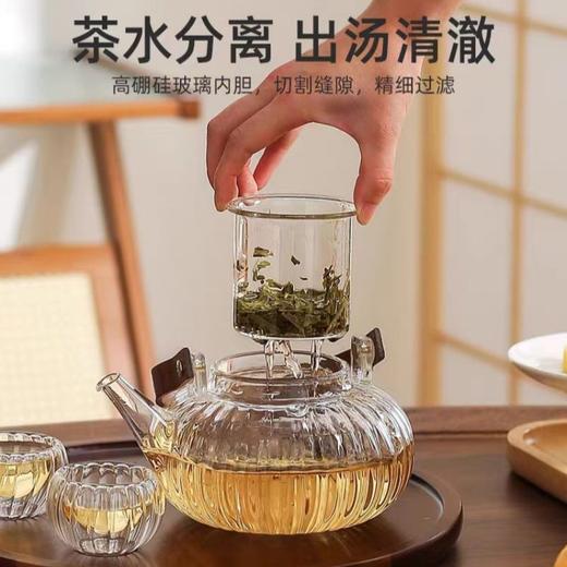 新款新品玻璃泡茶壶家用玻璃花茶壶新款新品条纹煮茶壶明火加热南瓜壶 商品图2