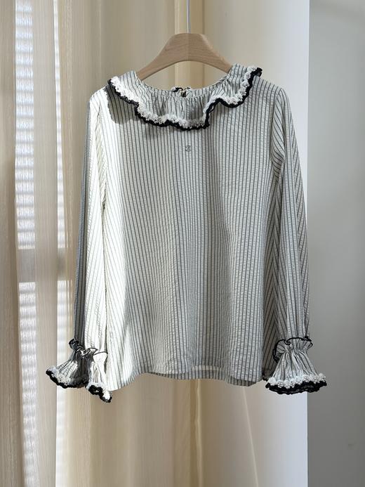 YY11-ZJ95 香奈儿条纹木耳边长袖（ZJ）9.10直播款 商品图0