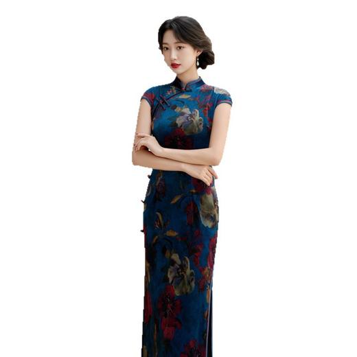 GX复古中国风长款坎肩袖旗袍2025初秋新款改良中式感气质旗袍裙 商品图4