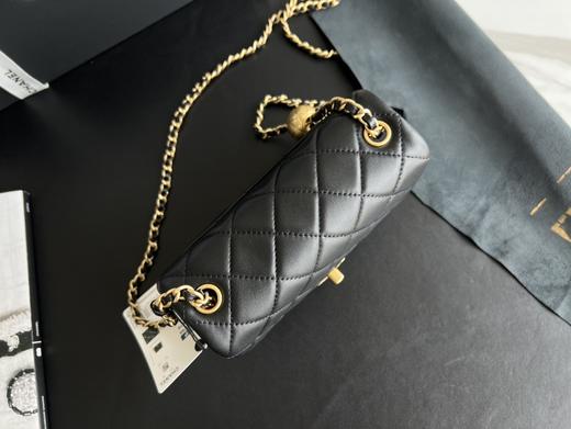 GZ231-香奈儿 Classic Flap CF小金球核桃大mini 皮穿链菱格羊皮单肩斜挎包黑色-（LH*MM） 商品图3