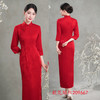 GX红色提花缎长款七分袖旗袍2025秋新款复古国风喜妈妈婚宴旗袍礼服 商品缩略图1