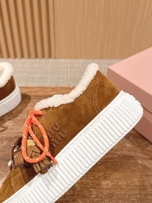 缪缪 秋冬新款 厚底  休闲小白鞋 羊毛饼干鞋 加绒(DBG) 商品图4