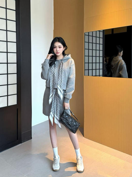 驴家 新款老花丝巾连帽卫衣（TM） 商品图0