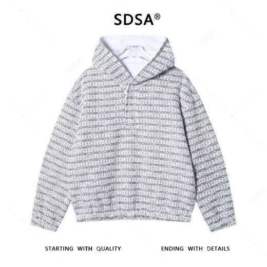 180906SDSA男士秋冬新款痞帅男装潮牌撞色小香风按扣连帽卫衣百搭时尚 商品图1