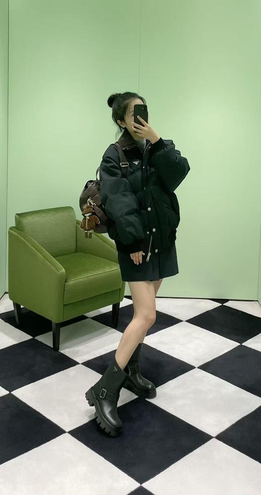 普拉达25Fw秋冬新款 三角徽标立领府绸质感羽绒服夹克外套(DQJ*MM) 商品图3