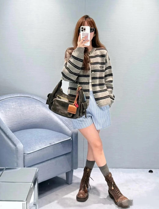 缪缪 25早秋新款条纹开衫 订织订染美利奴进口面料（TM） 商品图8