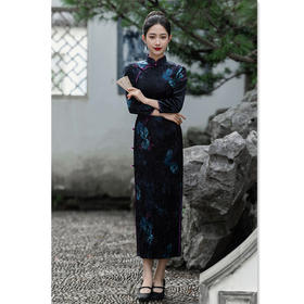 GX复古中国风旗袍2025秋冬季新款长款七分袖感旗袍裙