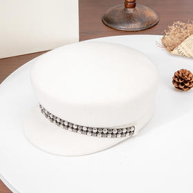 2025荣美秋冬新款显脸小羊毛毡帽女鸭舌帽英伦马术帽复古贝雷帽子