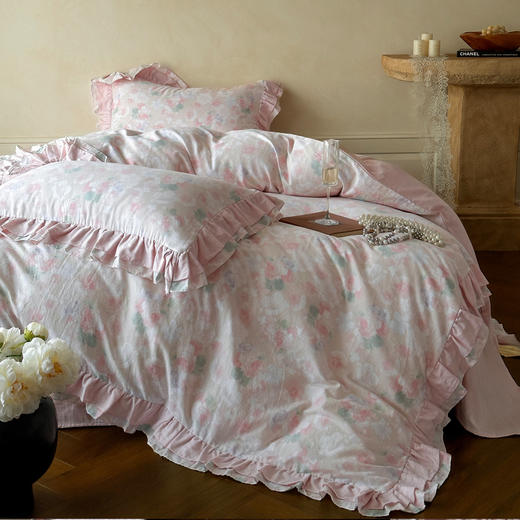 2025新款秋冬法式全棉双层纱花边四件套 商品图1