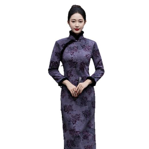 GX老上海复古中国风针织扎染长款长袖旗袍2025秋冬款复古民族风旗袍 商品图4