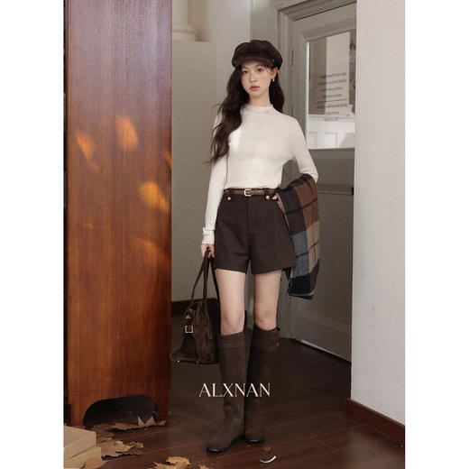 鹿向南「焦糖落霜」咖色高腰百搭休闲短裤女2025秋冬季小个子西裤 商品图4