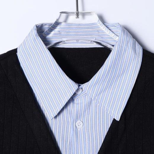 2523SDSA男士秋冬新款痞帅男装简约拼接假两件纽扣开衫衬衫外套百搭 商品图2