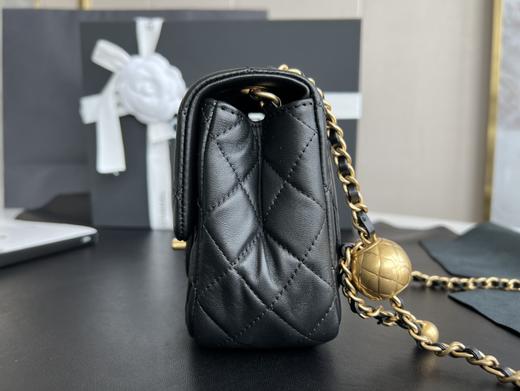 GZ231-香奈儿 Classic Flap CF小金球核桃大mini 皮穿链菱格羊皮单肩斜挎包黑色-（LH*MM） 商品图1