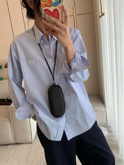 1012-5 绝美 45R高端日系风 精梳棉 单穿叠穿 蓝色条纹衬衫 衬衫领29号才发 商品图5