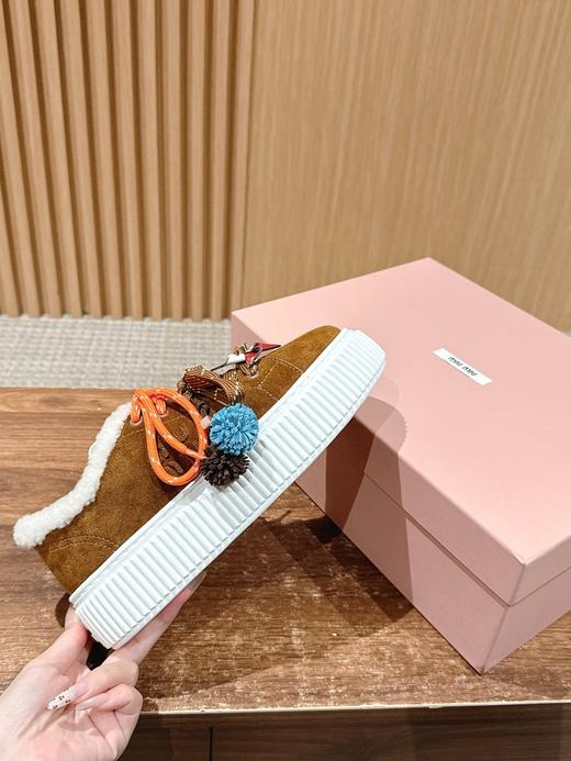缪缪 秋冬新款 厚底  休闲小白鞋 羊毛饼干鞋 加绒(DBG) 商品图3