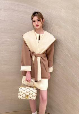 驴家 秋冬新款双面大衣 奶咖色小花双面长款/短款（SZX）