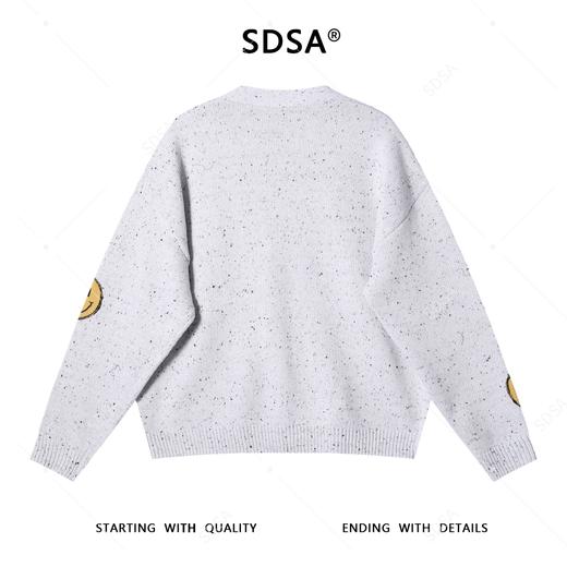 82521SDSA男士秋冬新款痞帅男装潮牌撞色笑脸印花V领针织衫毛衣百搭潮 商品图5