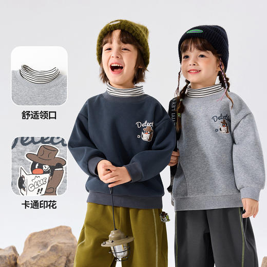 嘟嘟家男童卫衣秋冬儿童加绒假两件高领上衣女童2025新款洋气内搭T5DWY019 商品图2