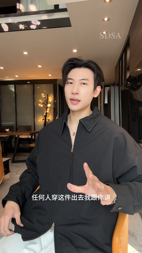 252716SDSA男士秋冬新款痞帅男装潮牌撞色拼接拉链翻领夹克休闲百搭外套