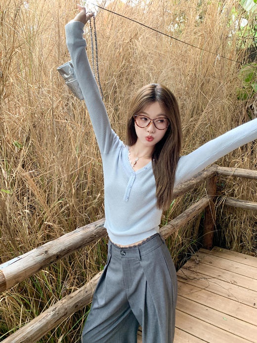 <曾小咸推荐>现货秒杀！微信超特价！韩系百搭蕾丝边领口长袖针织衫 日常149.99 立减90 秒杀59.99！ 商品图10