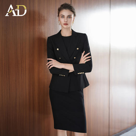 AD高端职业装套装女秋冬酒店前台经理制服工装长袖OL西服外套裙子 商品图2
