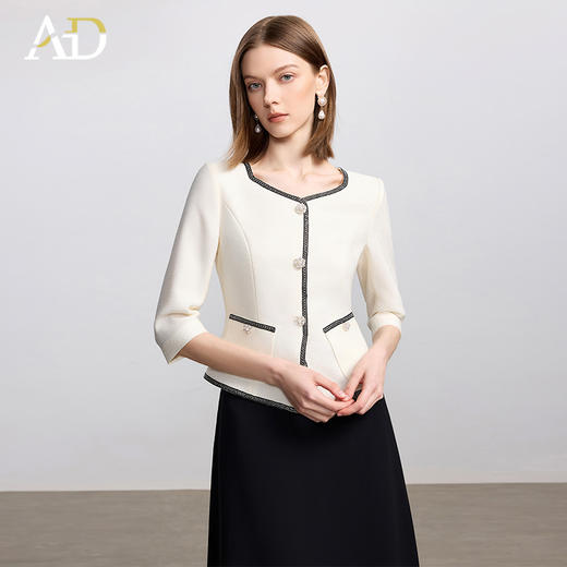 AD秋季小香风连衣裙女假两件拼接气质名媛范套装裙撞色中长款伞裙 商品图1