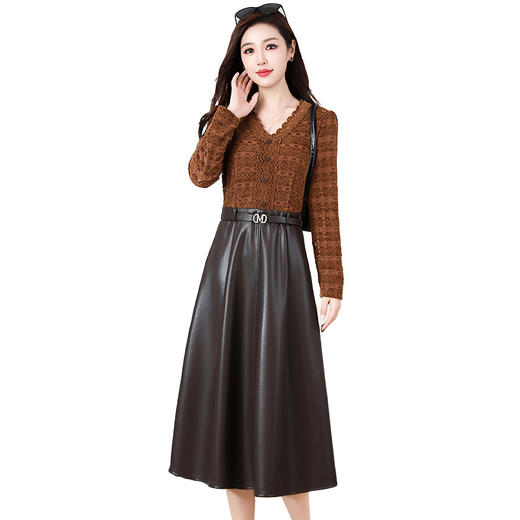 SZWY5335秋季V领法式连衣裙女2025年新款洋气修身时尚优雅实拍女装长裙子 商品图4