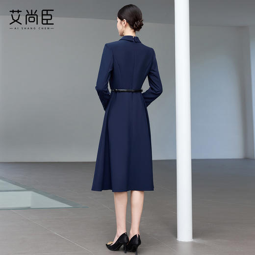 艾尚臣藏青色西装连衣裙女高级感2025秋季气质干练职业装商务正装 商品图4