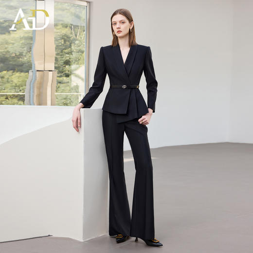 AD2025新款职业装女套装秋季长袖西装外套喇叭裤两件套工作服正装 商品图2