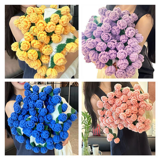 玫瑰花束毯子编织花朵毛毯午睡毯 商品图3