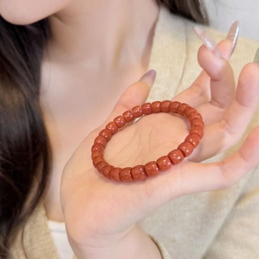 老型南红珠手串 经典款单圈设计 浓郁正宫红满肉胶感足 新年常备贵气十足 商品图4