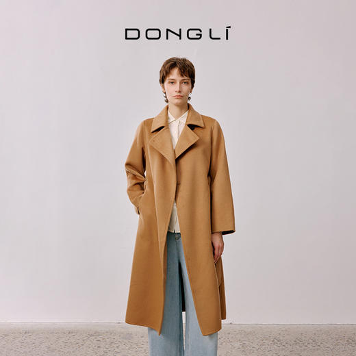 东黎 • 小山羊绒女士秋冬双面呢宽松时尚长款大衣 4A48 商品图4