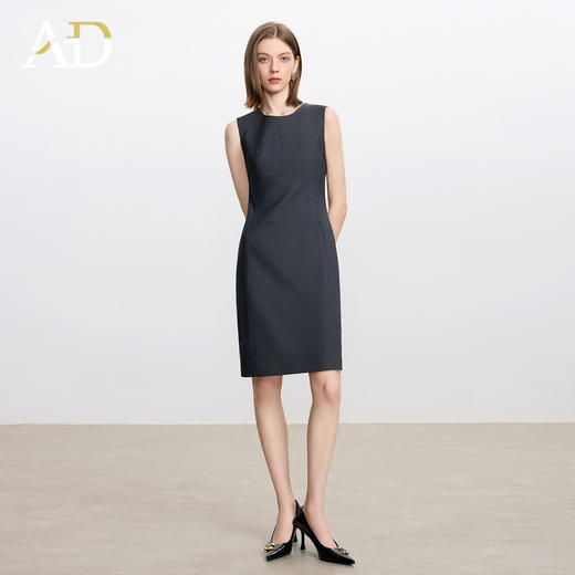AD秋冬内搭职业连衣裙女2025新款灰色绵羊毛无袖西装裙背心裙正装 商品图1