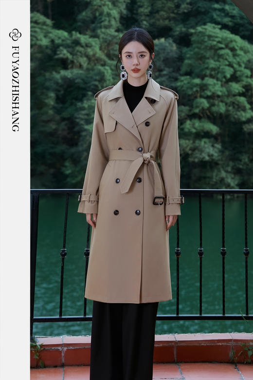 FUYAO扶摇 卡其色风衣外套女2025秋季新款复古风大衣中长款英伦风 商品图5