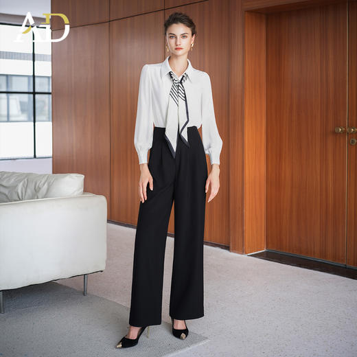 AD秋季套装女装2025新款衬衫女高级感轻奢减龄洋气显瘦西装直筒裤 商品图3