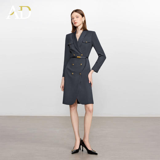 AD灰色羊毛西装连衣裙气质女神范高端职业装西服裙子总裁工作服 商品图3