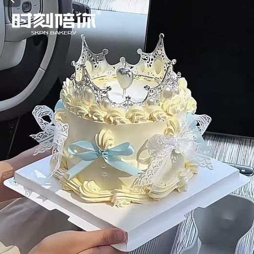 唯美珍珠大皇冠 女神生日蛋糕（丝带蝴蝶结芭蕾风小公主） 商品图0