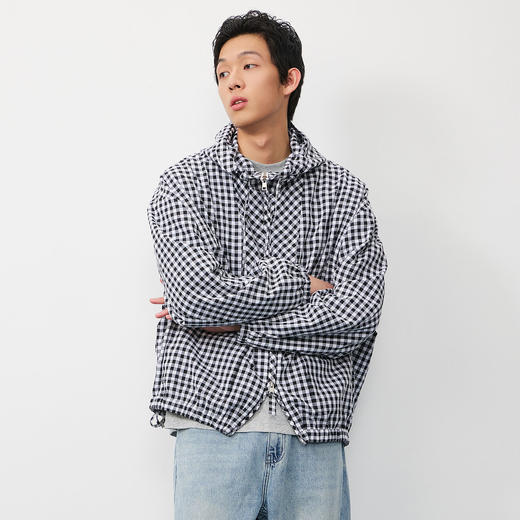 潮牌棋盘格连帽外套男休闲百搭秋季上新NP58TJ19 商品图3