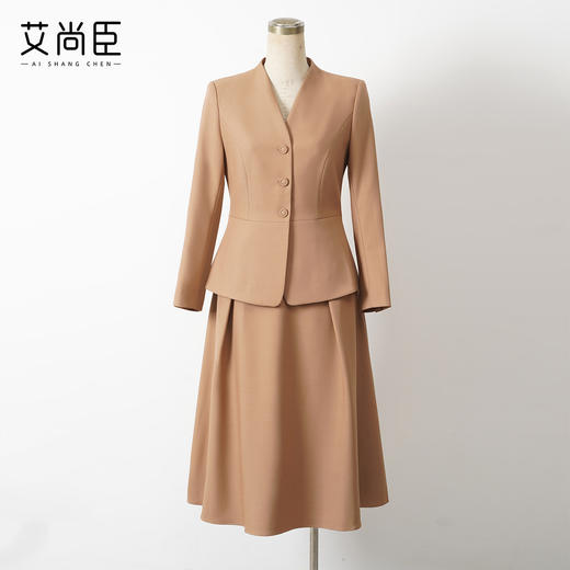 艾尚臣2025新款西装套装女秋轻熟风气质职业装正式场合卡其色正装 商品图1
