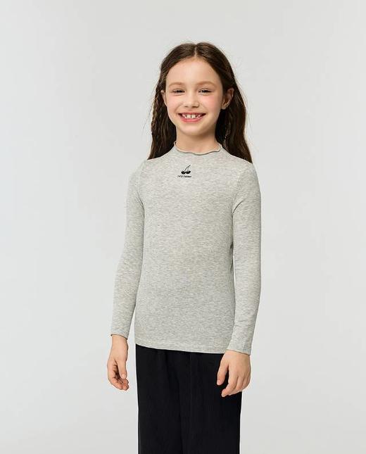 【云粉节】8楼爱慕儿童Aimer Kids女孩奶皮薄螺纹打底衫3.0花苞高领打底上衣AK181K011，吊牌价289元 商品图3