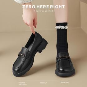 ZHR则则头层皮复古优雅乐福鞋女鞋2025新款金属衔扣百搭小皮鞋