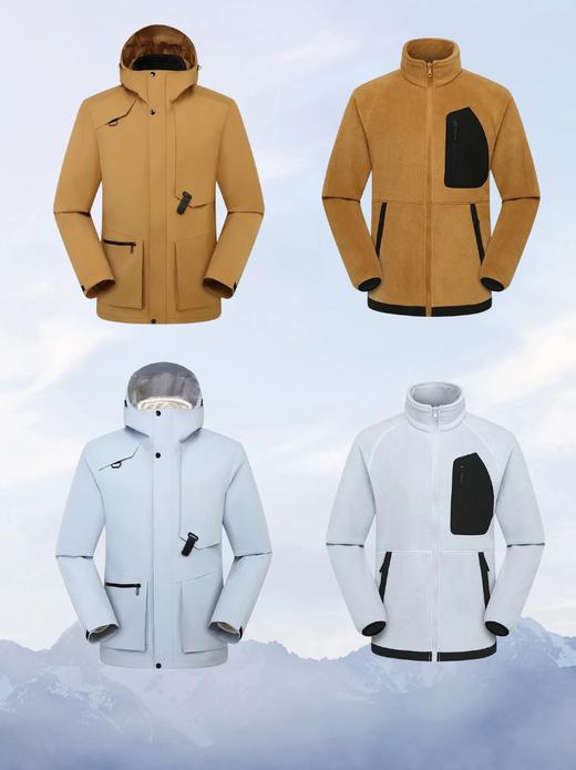 纳趣户外工装三合一冲锋衣情侣款宽松防水保暖登山滑雪服抓绒衣内胆 商品图3