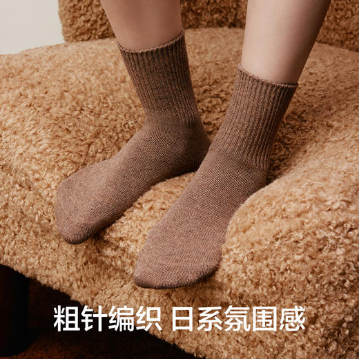 【新品上新】【粗针双针羊毛袜】有棵树10A级抗菌消臭女士加厚中筒袜3双装-S4058 商品图4