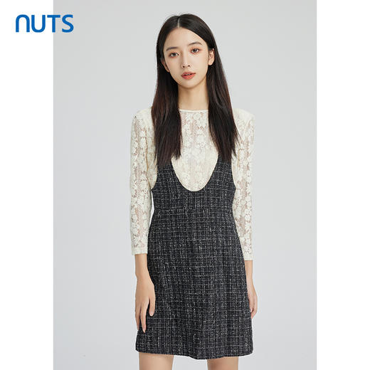 NUTS商场同款设计感小众气质蕾丝背带长袖连衣裙套装女242103356 商品图2