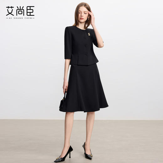 艾尚臣黑色西装套装女新款醋酸高级感西服外套重要场合职业正装秋 商品图1