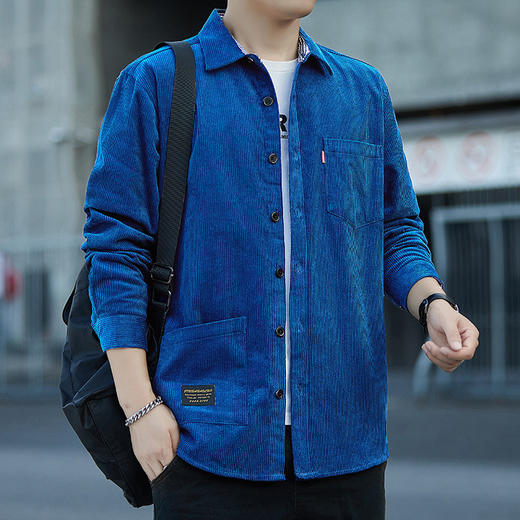 灯芯绒长袖衬衫男款春秋季纯棉衬衣男士工装外套痞帅休闲男装 商品图2